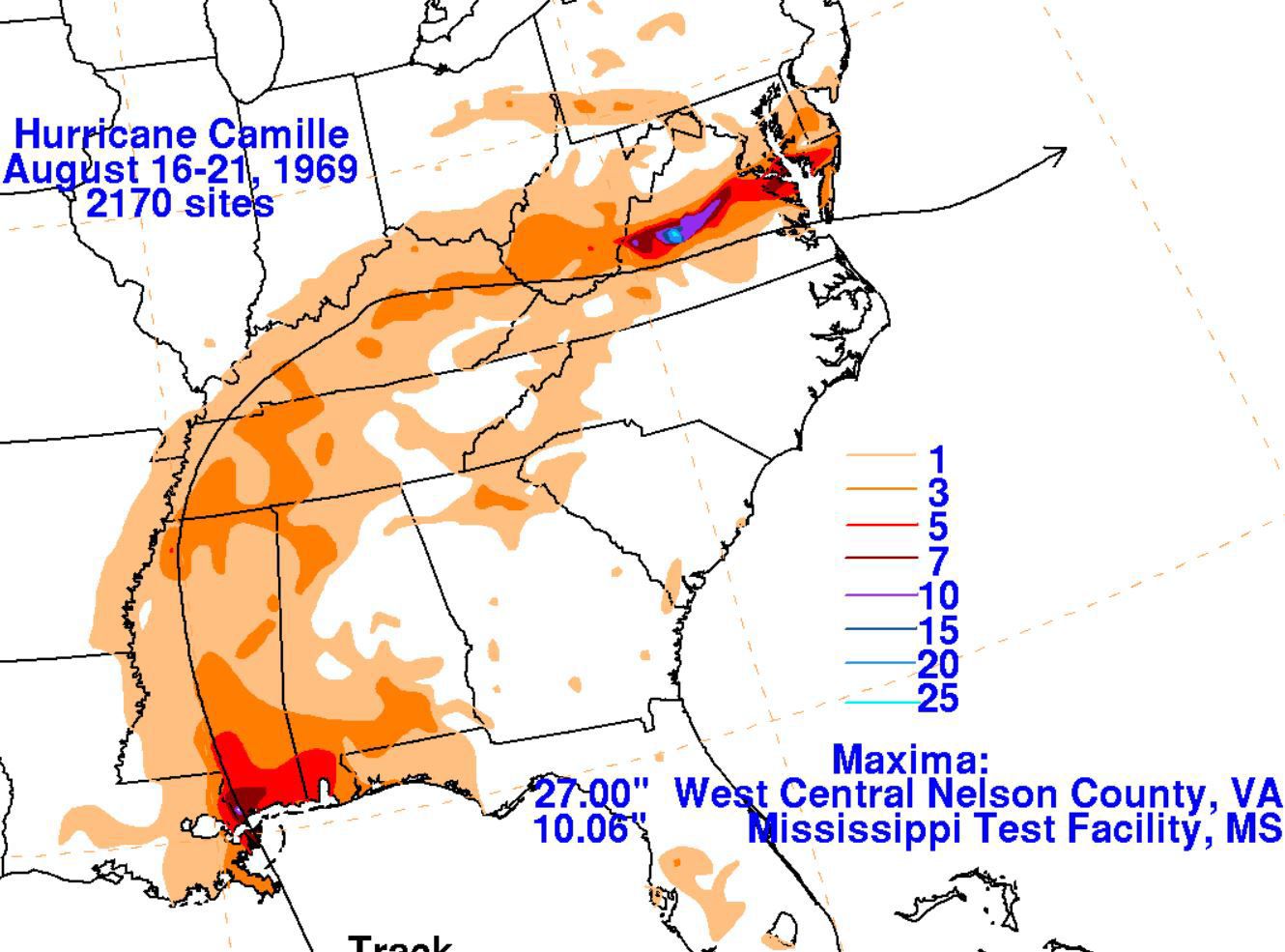 Hurricane Camille rainfall